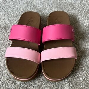 Reef Pink and Brown Slide Sandals